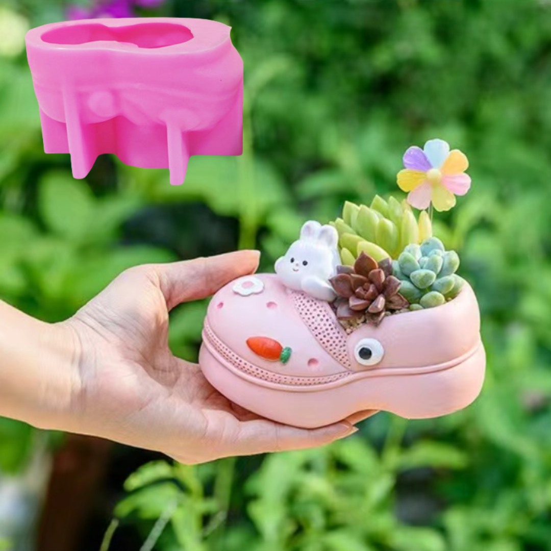 Echeveria Succulent - 3D 동물 슬리퍼 다육 식물 화분