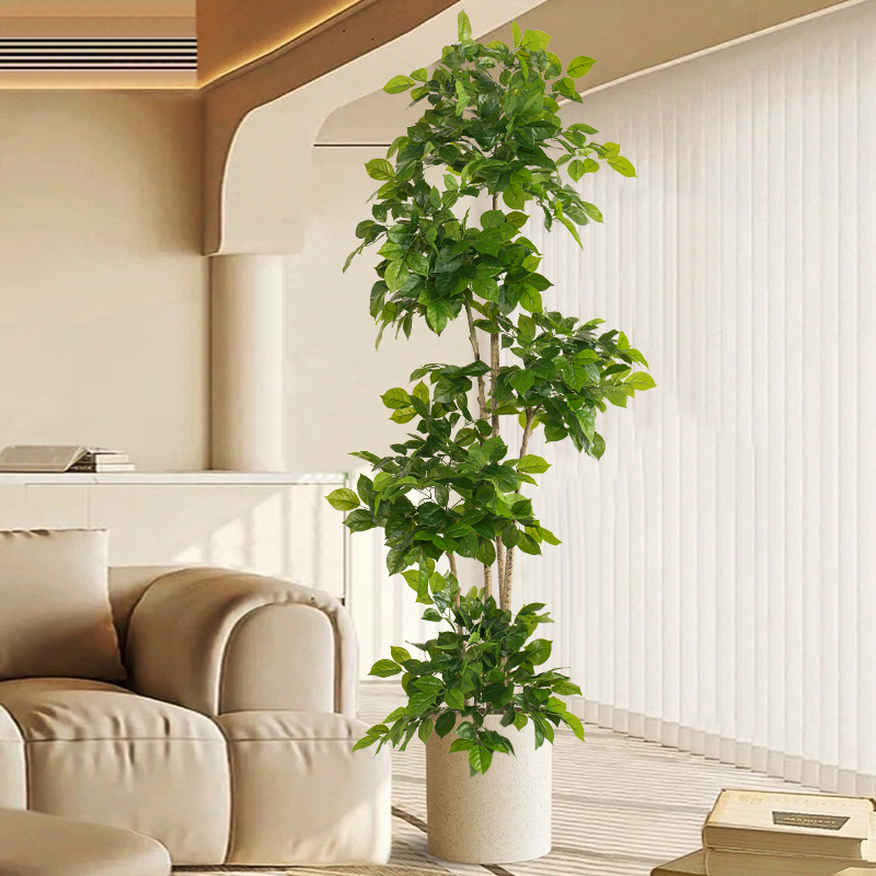Ficus Lyrata Tree - 2-78in 대형 가짜 식물 인공 해피