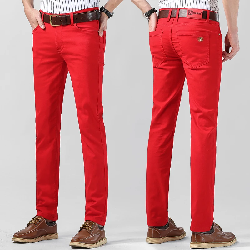 남자의 다채로운 데님 스트레치 스트레치 청바지 새로운  - Aglaonema Red 리뷰 및 가격